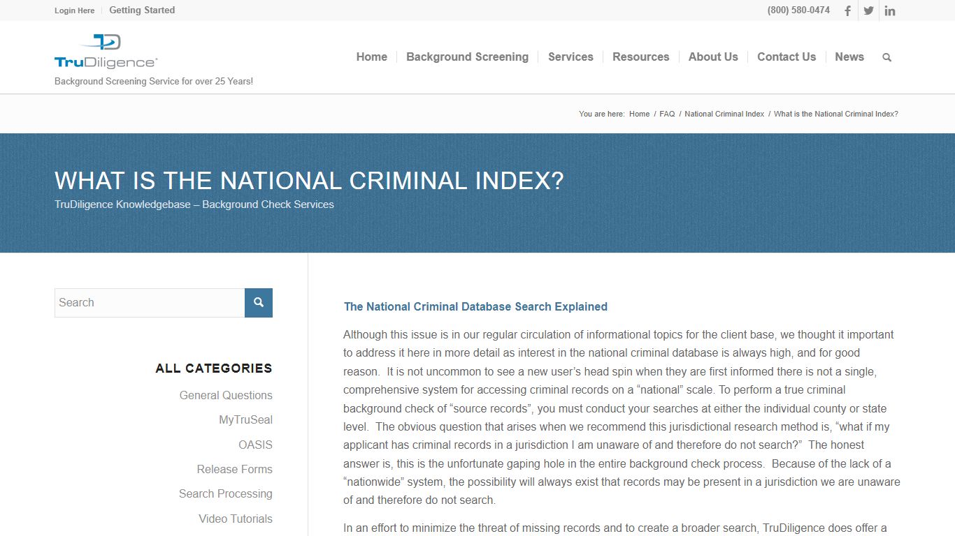 National Criminal Database Search- Background Check | TruDiligence